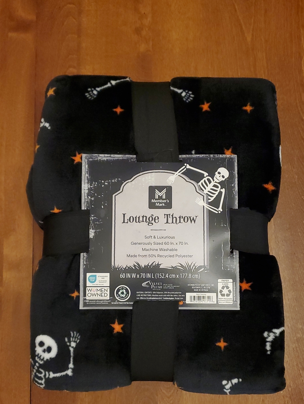 Black Halloween Skeleton Lounge Throw